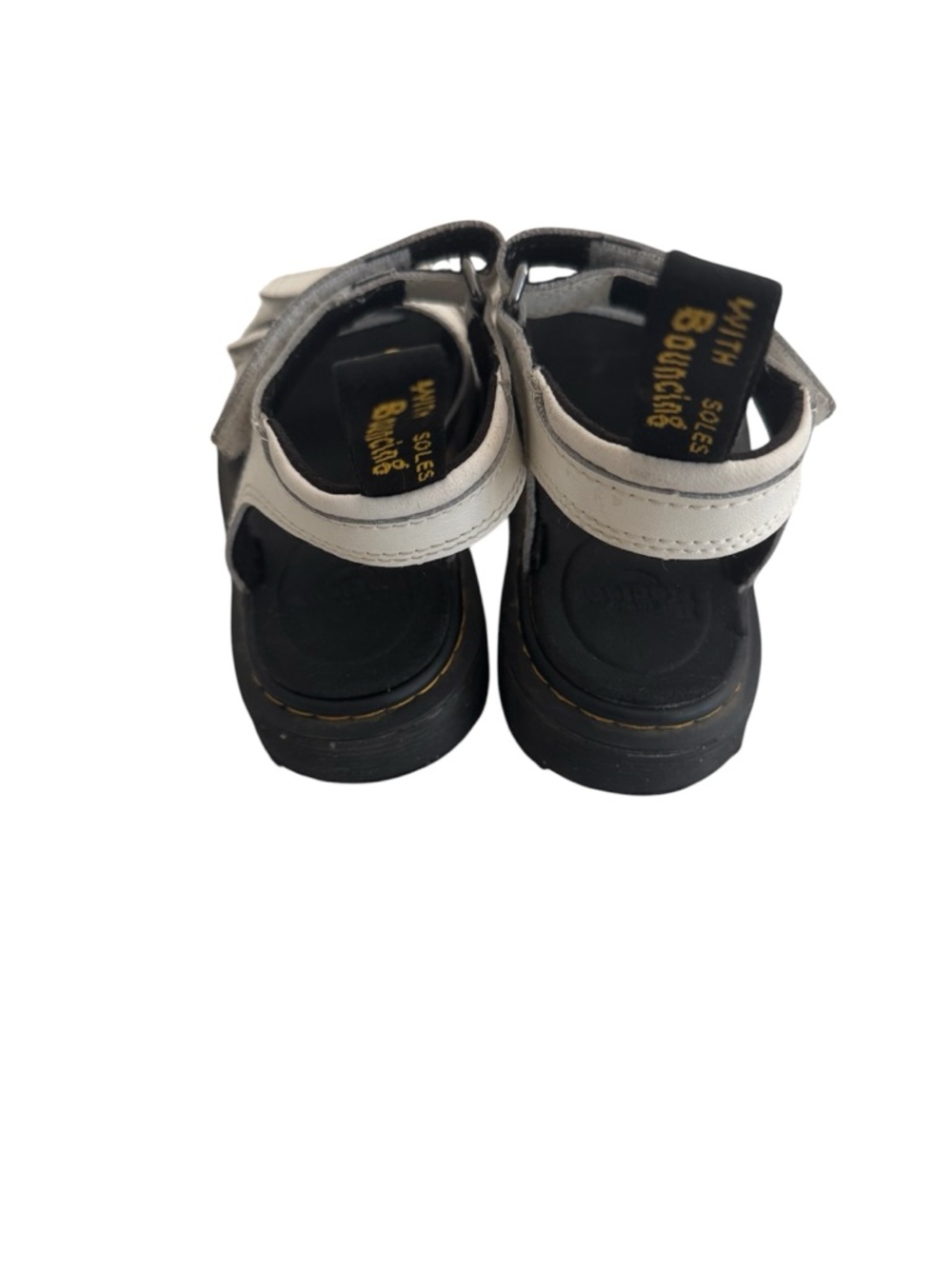 Dr. Martens Kids White and Black Leather Velcro Strap Sandals - Picture 2 of 5
